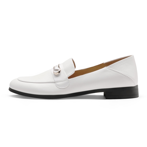 Comfortable Casual Round Toe Loafers - BEIGE WHITE PU - 1
